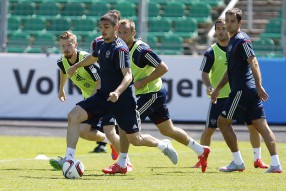 National Team of Russia training session and press ...